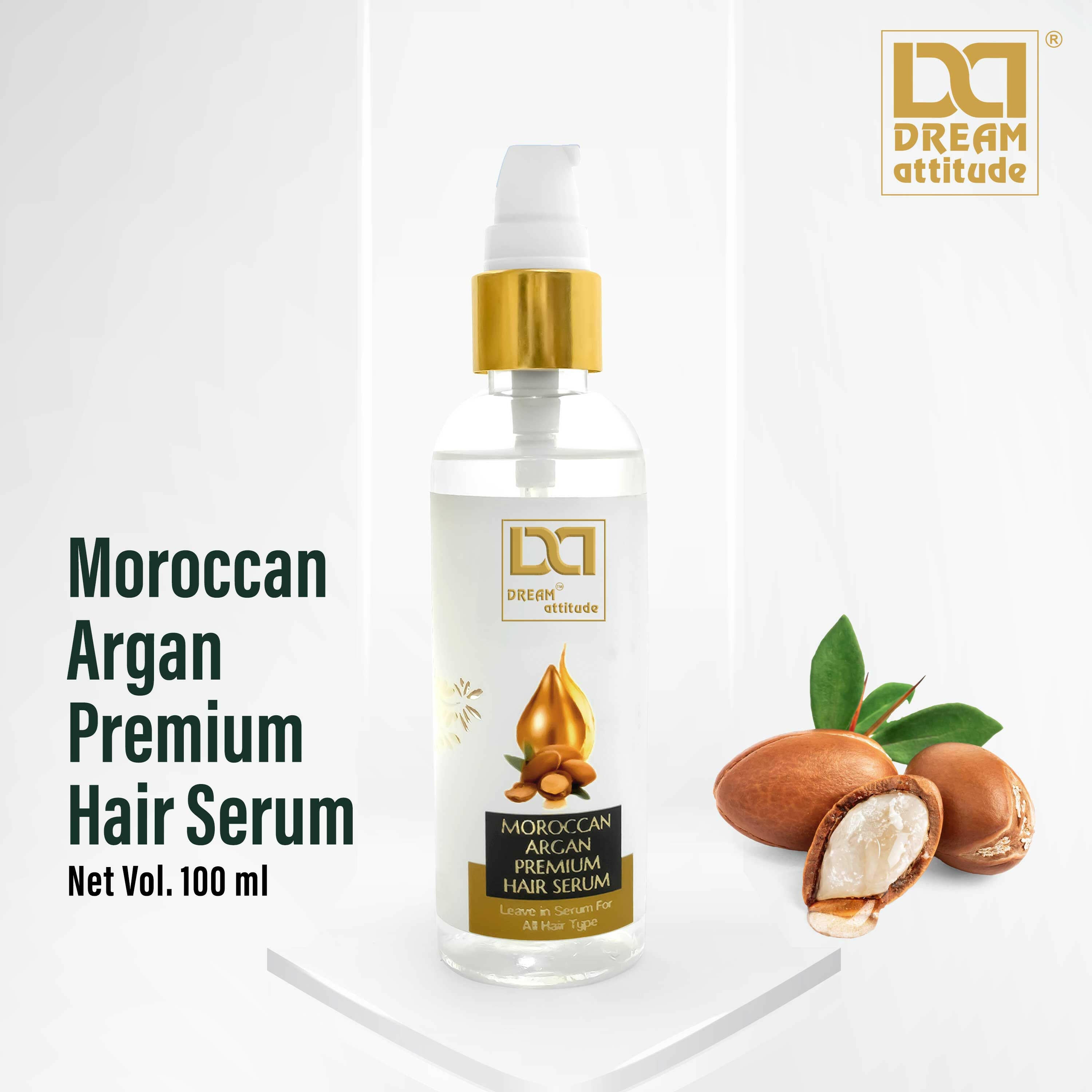 Dream Attitude Moroccan Argan Premium Hair Serum - Opulent Indulgence for Silky Smoot [100ml] Hair - Image 2 - DREAM Attitude