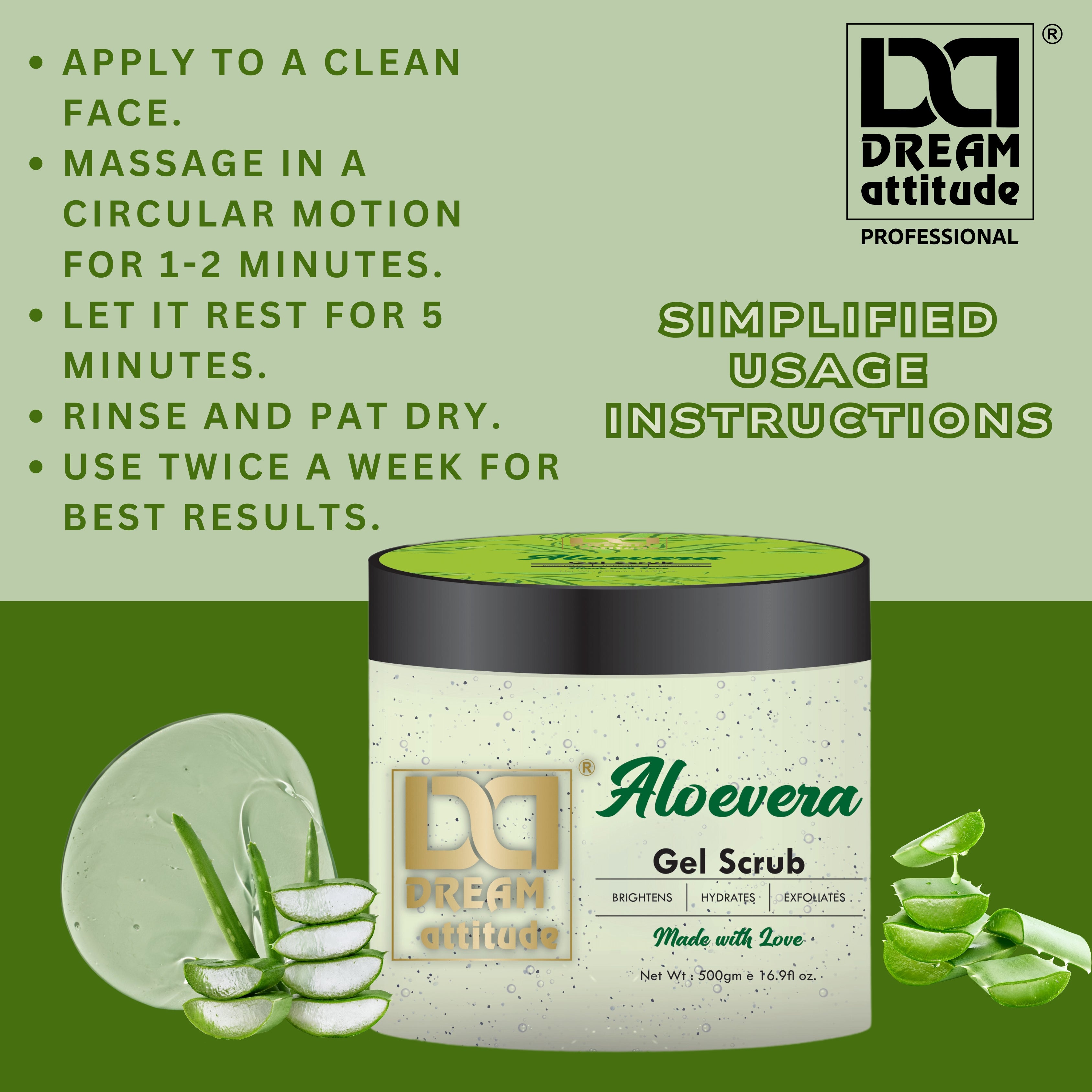 Exfoliating Natural Face Scrub - Hydrating Aloe Vera Gel Scrub for Bright and Glowing Skin - Image 9 - DREAM Attitude