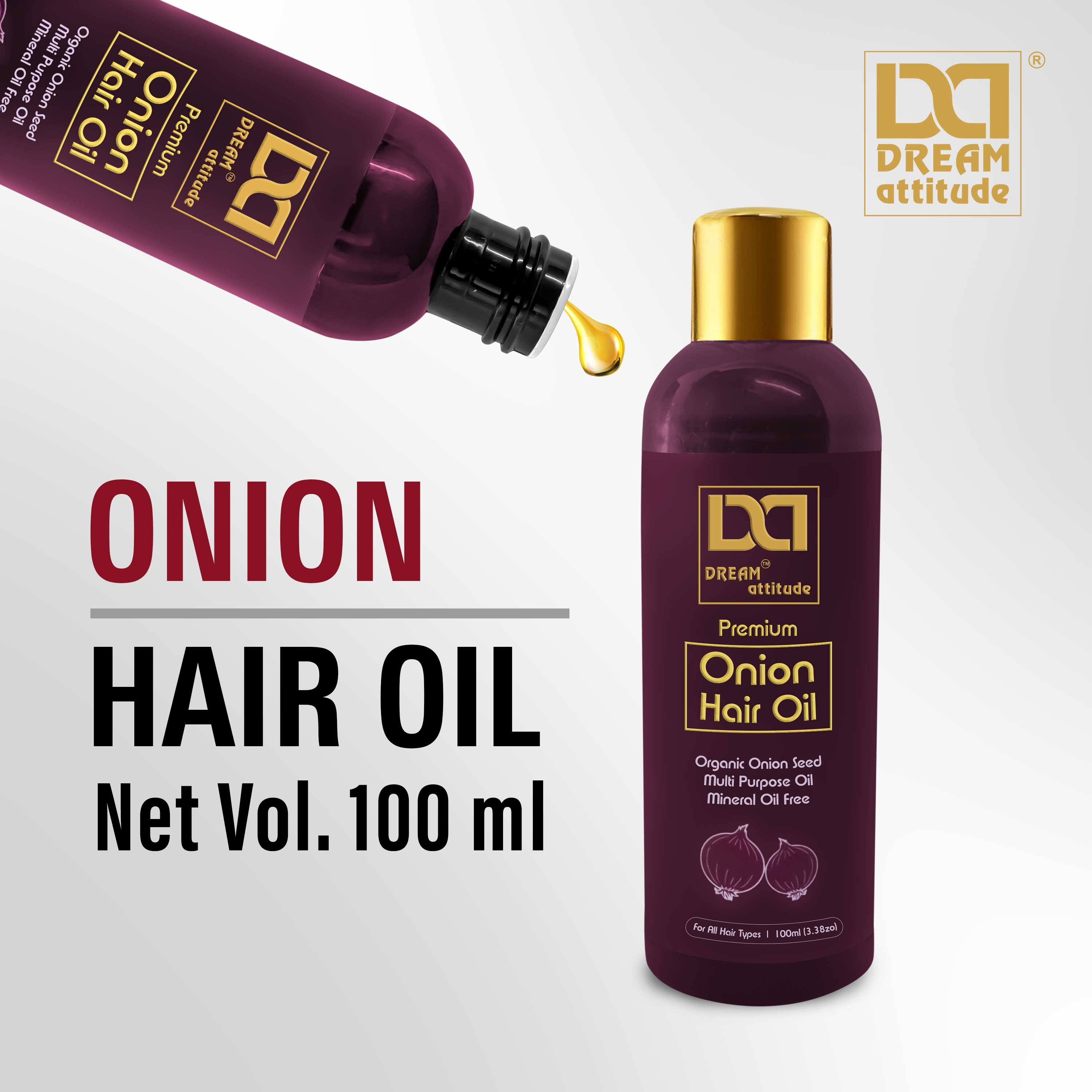 Dream Attitude Onion Hair Oil - Natural Potency for Strong, Lustrous Hair [100ML] - Image 4 - DREAM Attitude
