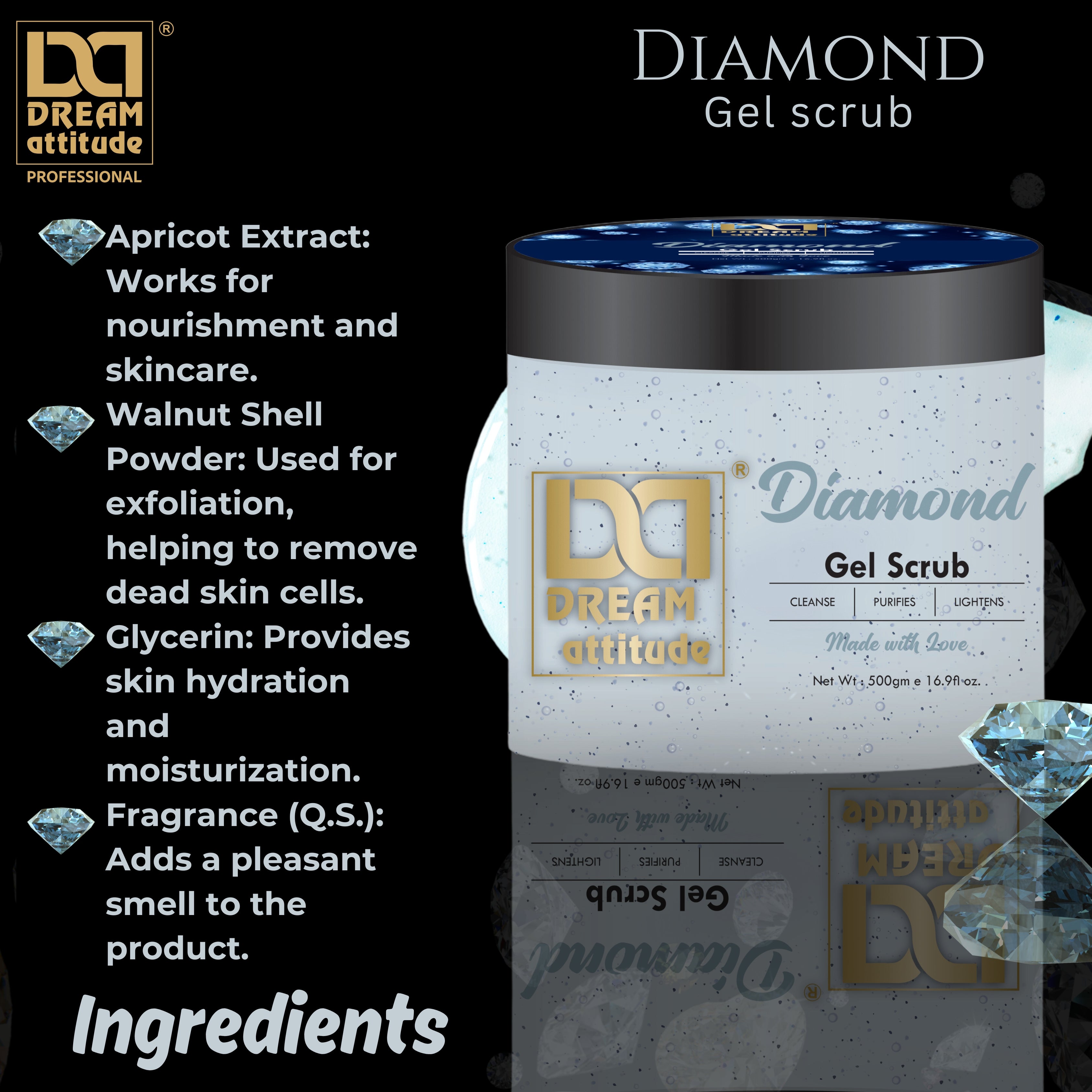 Exfoliating Scrub for Face - Diamond Gel Scrub | Natural Skincare - Image 3 - DREAM Attitude