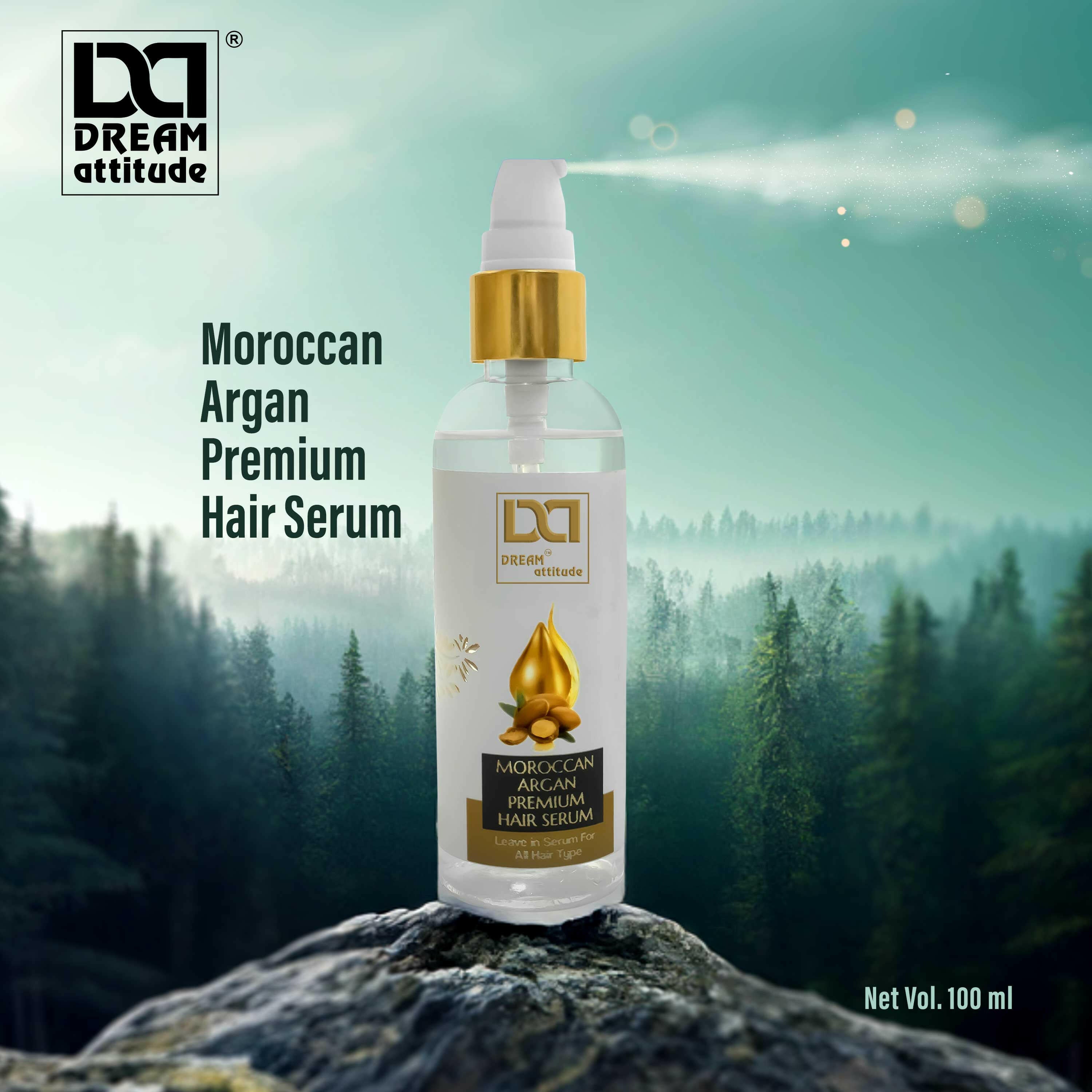 Dream Attitude Moroccan Argan Premium Hair Serum - Opulent Indulgence for Silky Smoot [100ml] Hair - Image 3 - DREAM Attitude