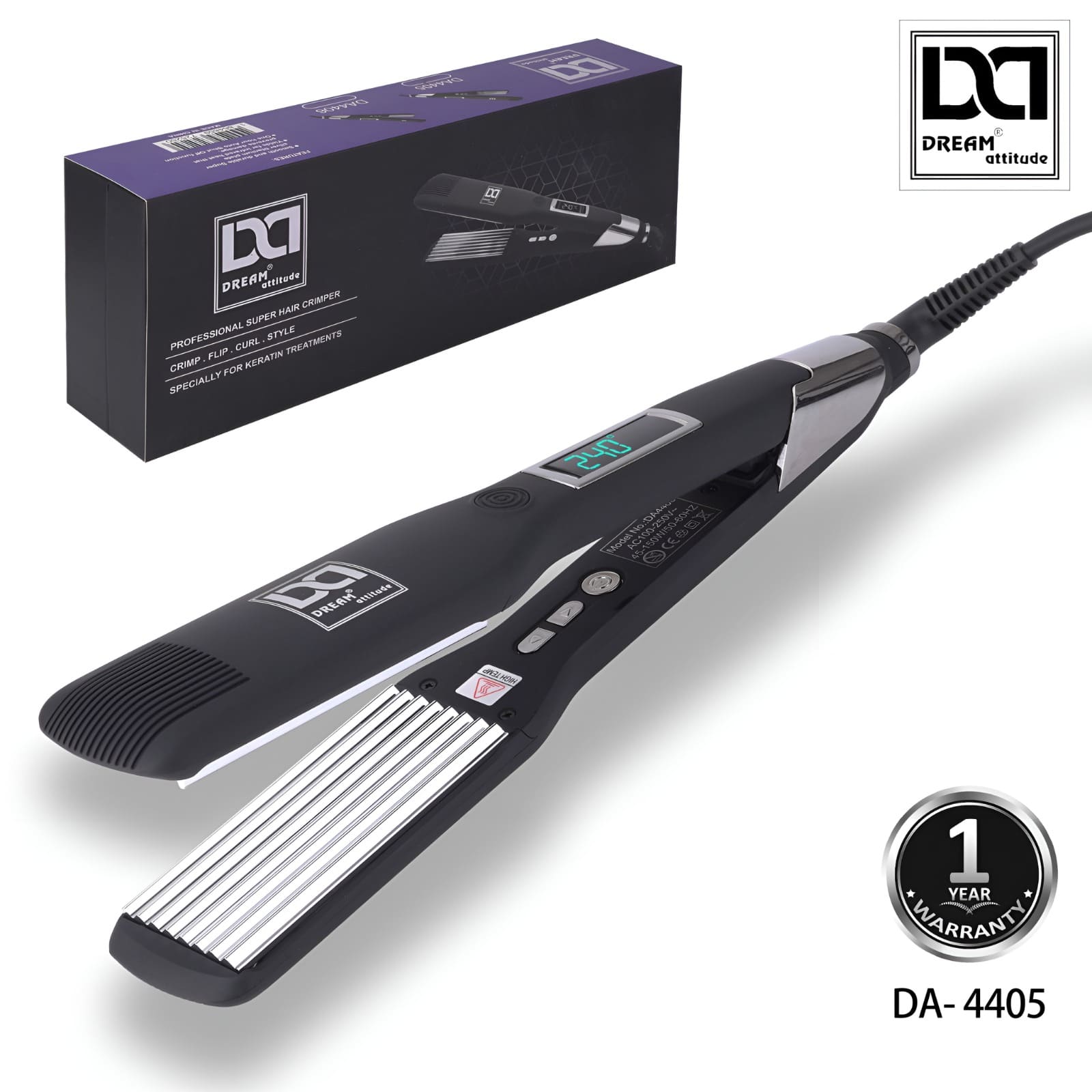 Professional Super Hair Crimper - Ionic Technology, Silver Titanium Plates, Adjustable Temperature, Keratin Treatment - Image 7 - DREAM Attitude