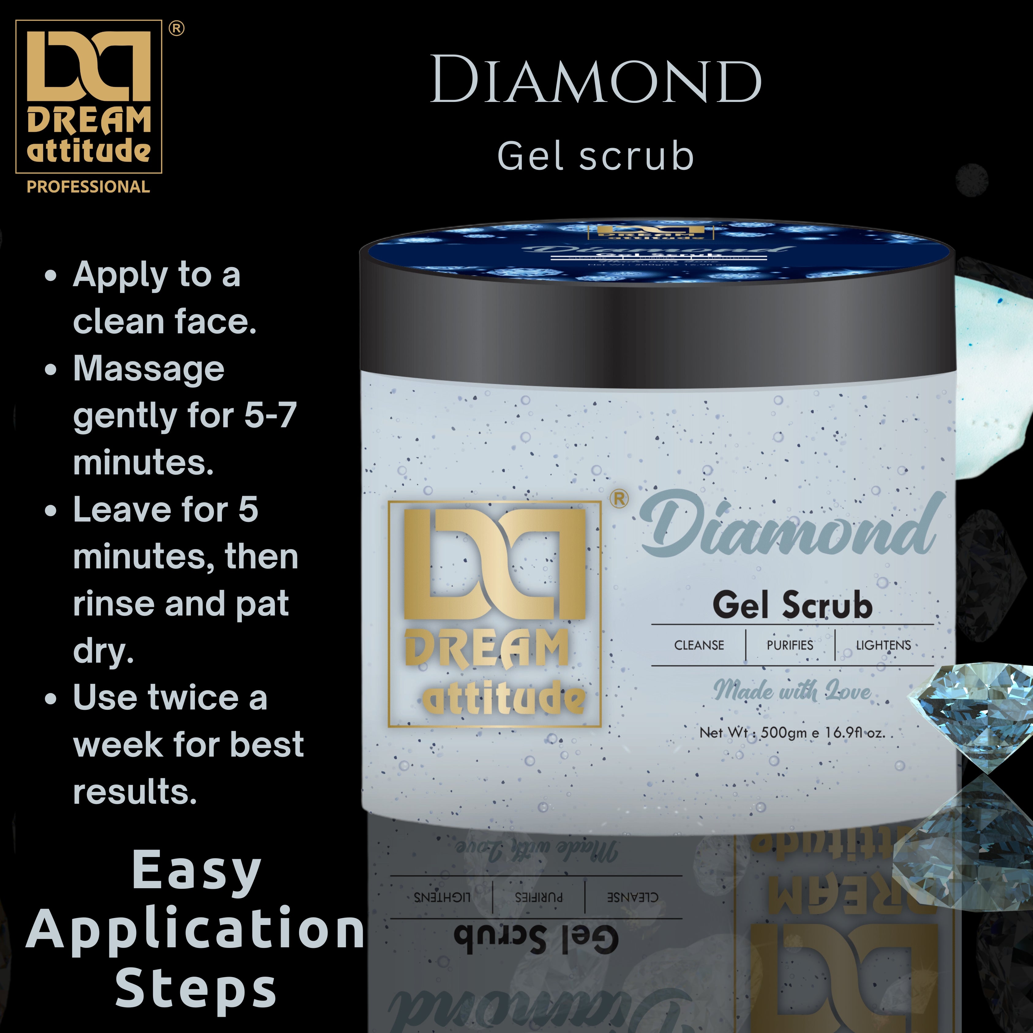 Exfoliating Scrub for Face - Diamond Gel Scrub | Natural Skincare - Image 2 - DREAM Attitude