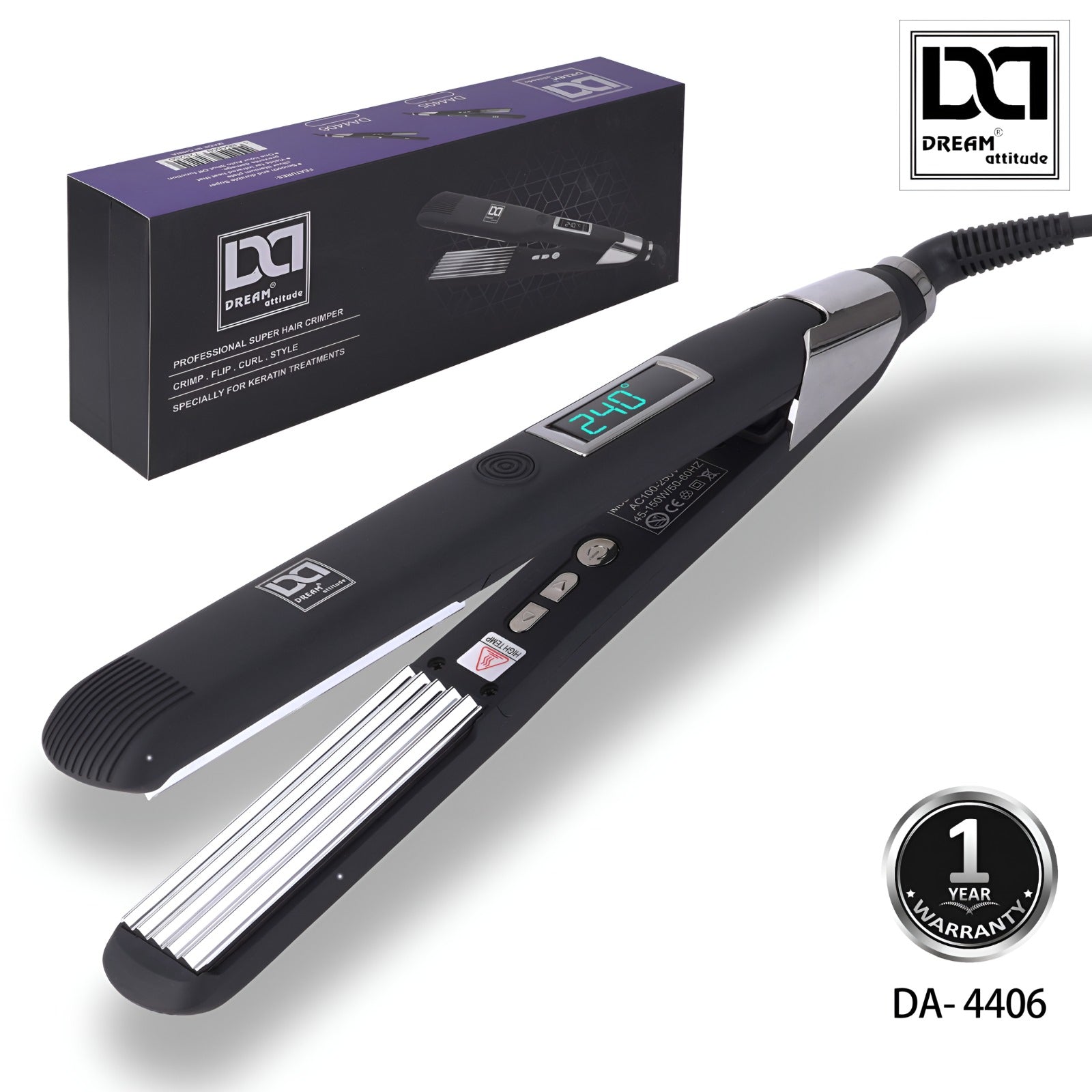 Professional Super Hair Crimper - Ionic Technology, Silver Titanium Plates, Adjustable Temperature, Keratin Treatment - Image 4 - DREAM Attitude