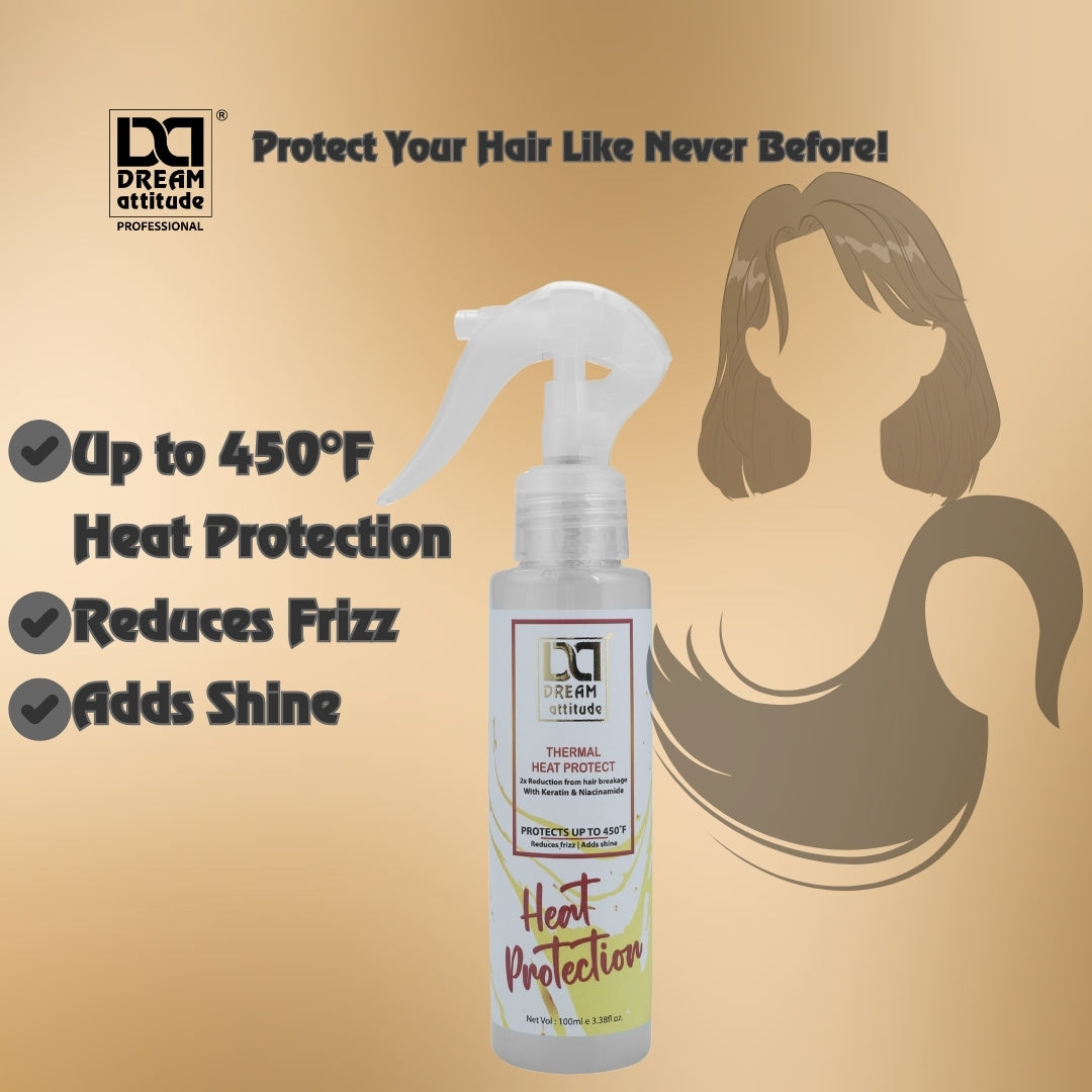 Thermal Heat Protect Spray | Protects Hair Up to 450°F | Reduces Frizz & Adds Shine