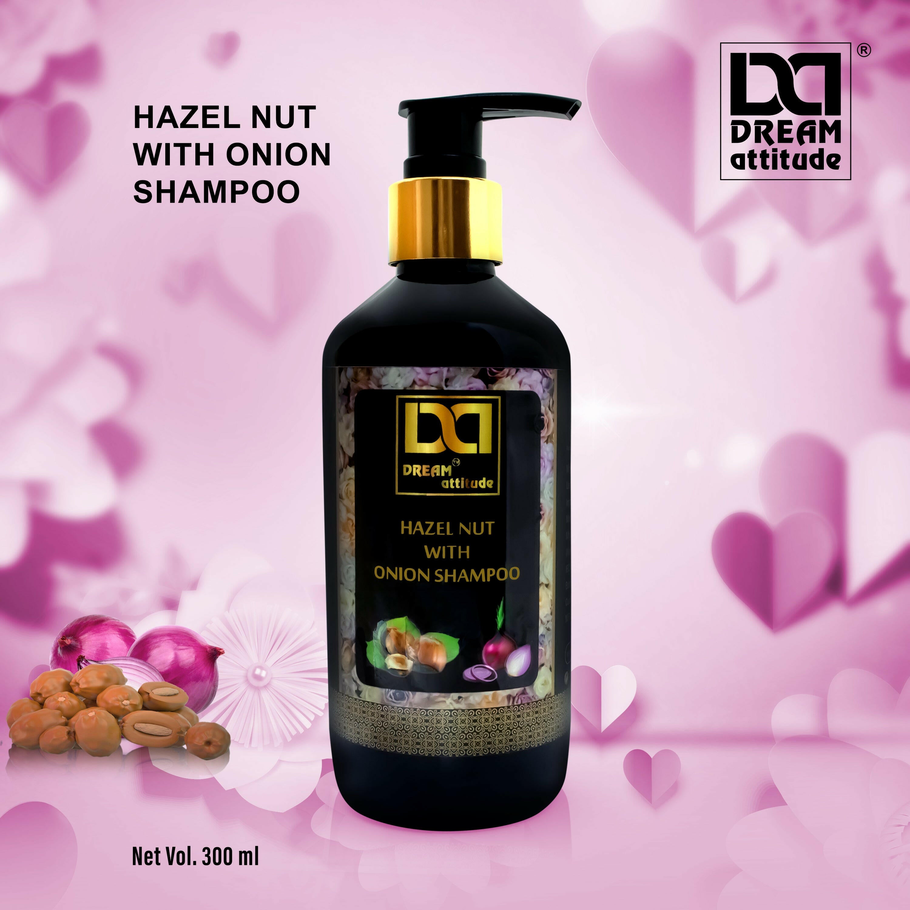 Dream Attitude Hazelnut with Onion Shampoo - Nourish, Revitalize, and Grow Naturally [300ml] - Image 3 - DREAM Attitude