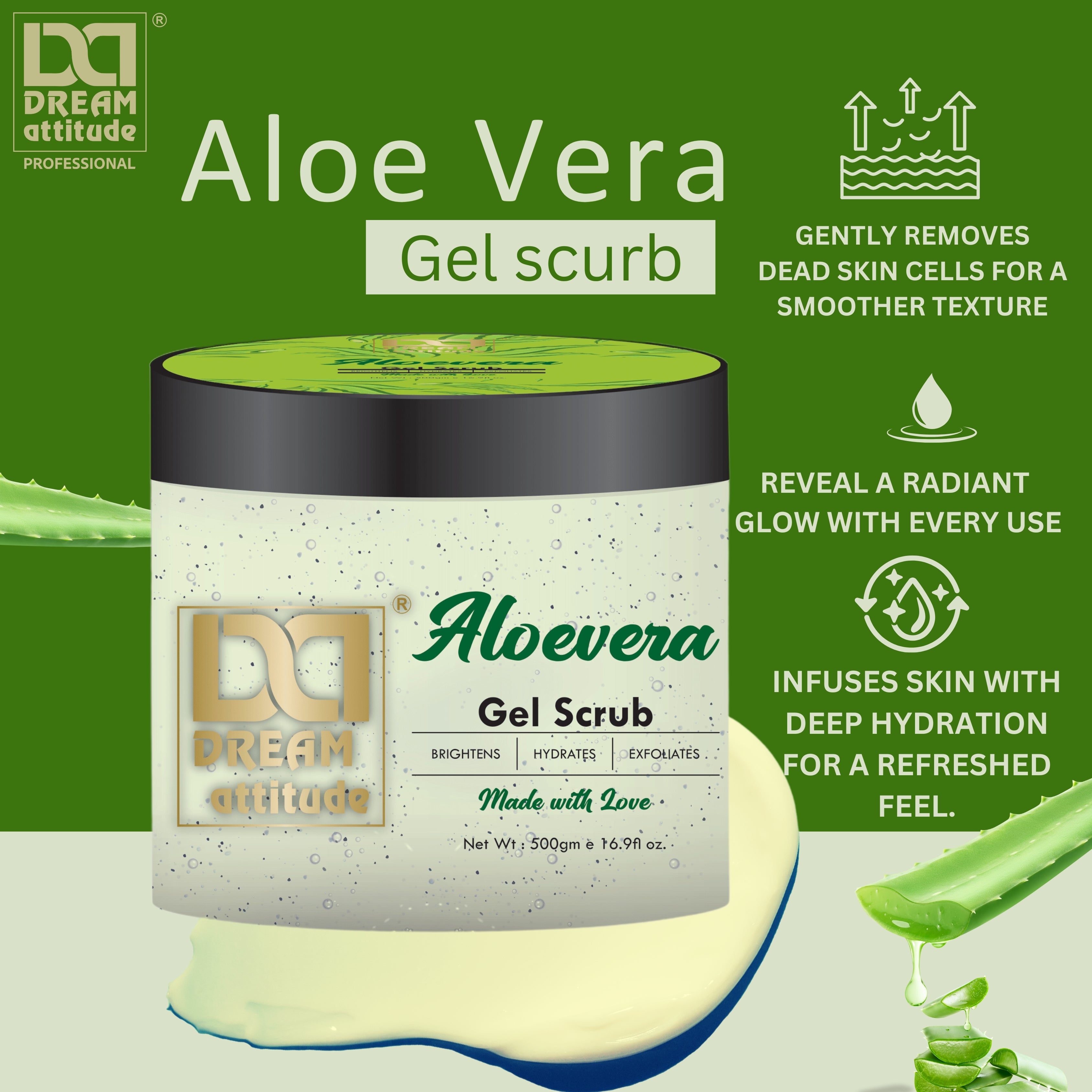 Exfoliating Natural Face Scrub - Hydrating Aloe Vera Gel Scrub for Bright and Glowing Skin - Image 4 - DREAM Attitude